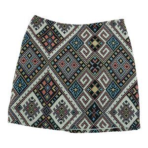 NWT THML Suede Mini‎ Skirt Scalloped Edge Size: S Embroidered Floral Design